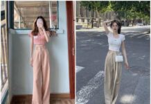 Lưng dài chân ngắn mặc gì để trông cao và thon gọn? Áo crop top kết hợp với quần cạp cao
